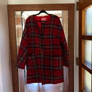 Kate Spade wool coat in red and black plaid. Size 16 or extra large.